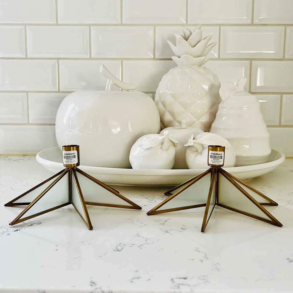 Crate&barrel Brass Star Taper Candle Holder - Picture 2 of 11